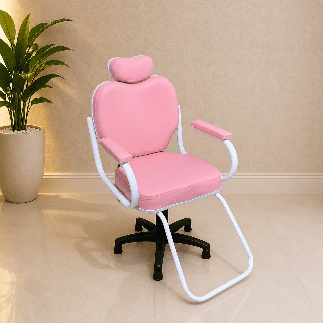 Cadeira Base a Gás Salão de Beleza Rosa Claro