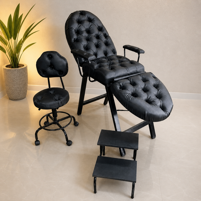 Kit 3 Peças Luxo Capitonê Preto