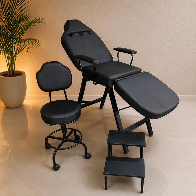 Kit 3 Peças Luxo Funilada Preto
